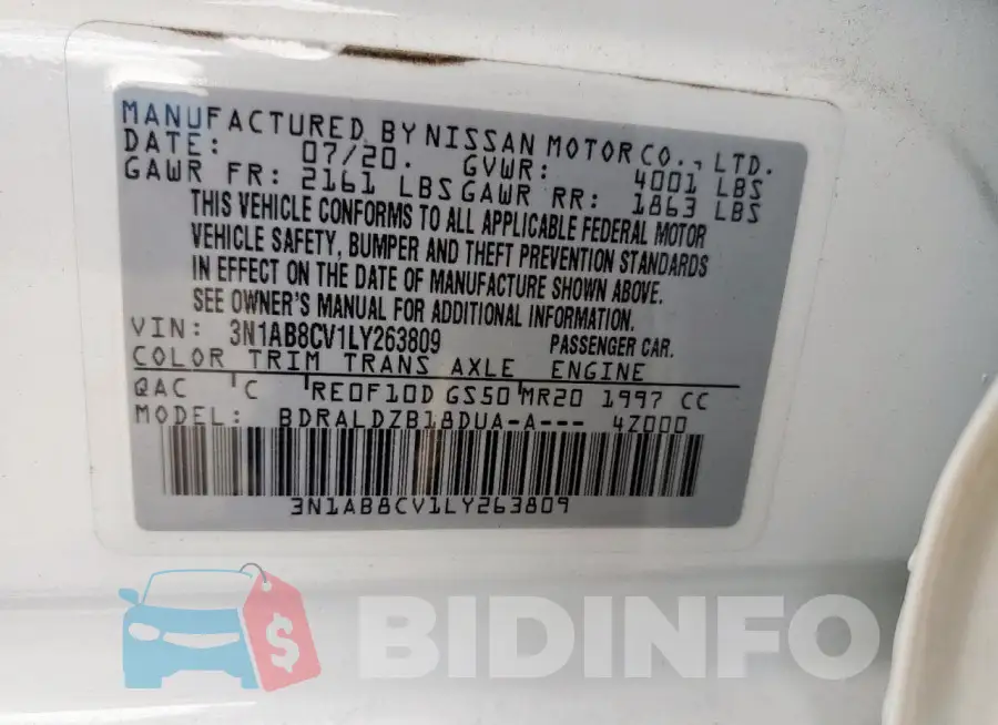 3N1AB8CV1LY263809 Photo# 12
