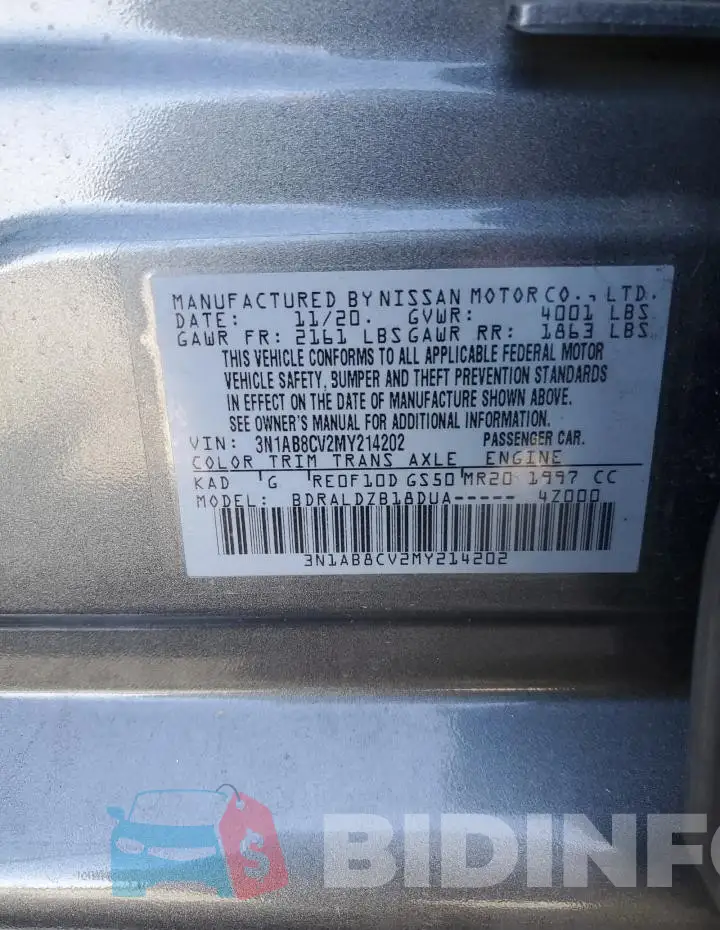 3N1AB8CV2MY214202 Photo# 12