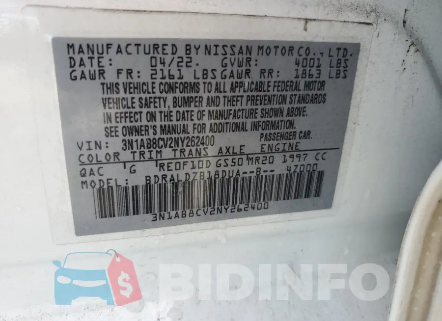3N1AB8CV2NY262400 Photo# 13