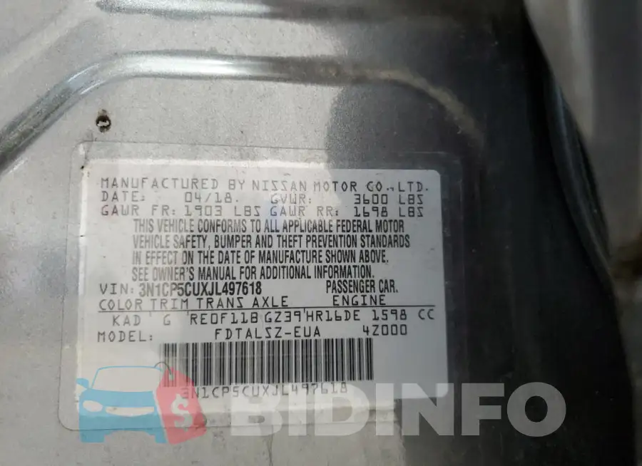 3N1CP5CUXJL497618 Photo# 12