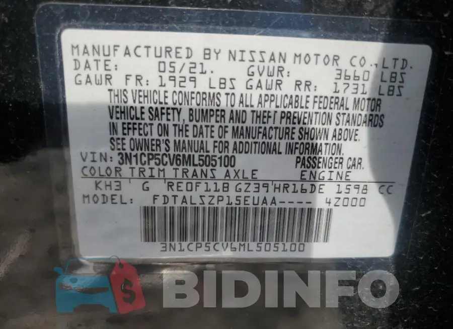 3N1CP5CV6ML505100 Photo# 13