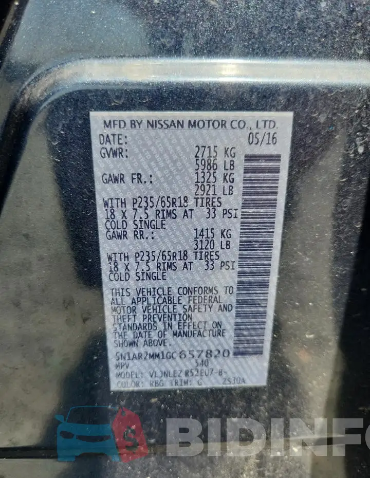 5N1AR2MM1GC657820 Photo# 13