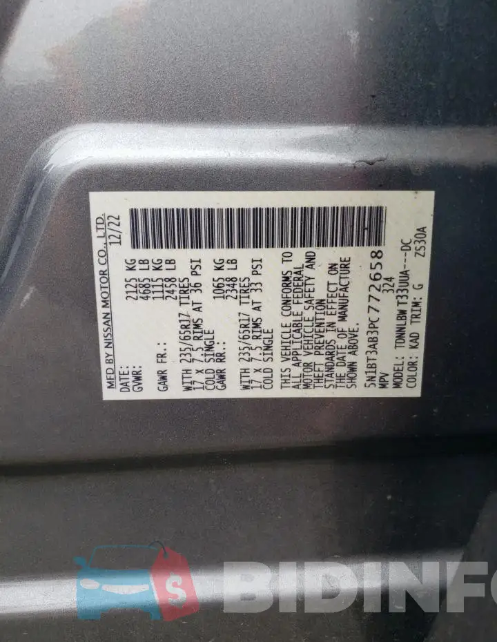 5N1BT3AB3PC772658 Photo# 12