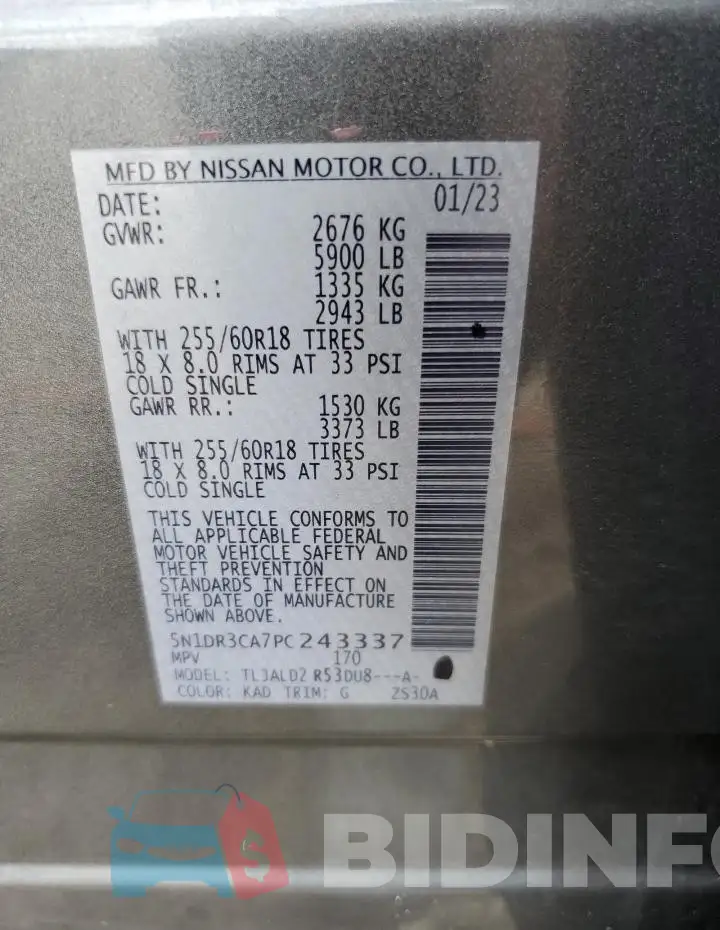 5N1DR3CA7PC243337 Photo# 13