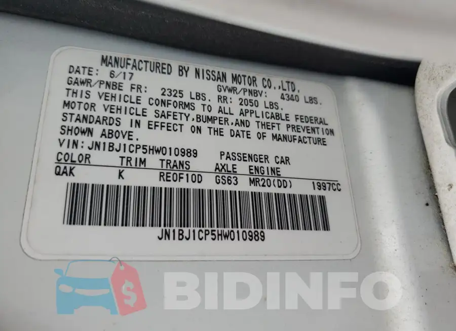 JN1BJ1CP5HW010989 Photo# 13
