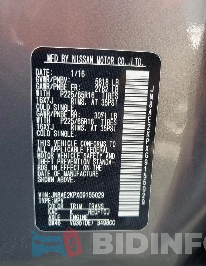 JN8AE2KPXG9155029 Photo# 14