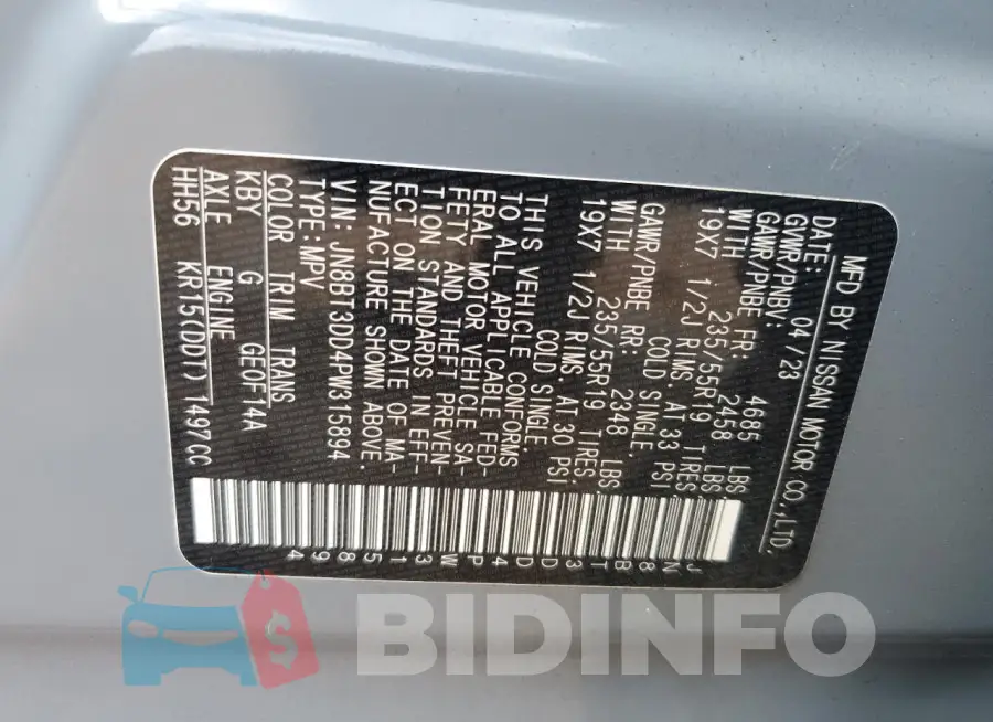 JN8BT3DD4PW315894 Photo# 14