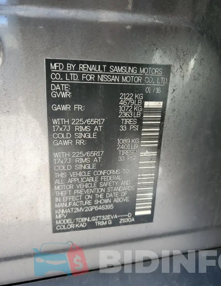 KNMAT2MV2GP646395 Photo# 13