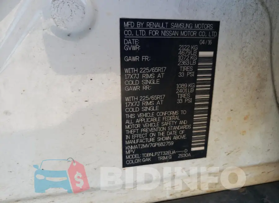 KNMAT2MV7GP682759 Photo# 13