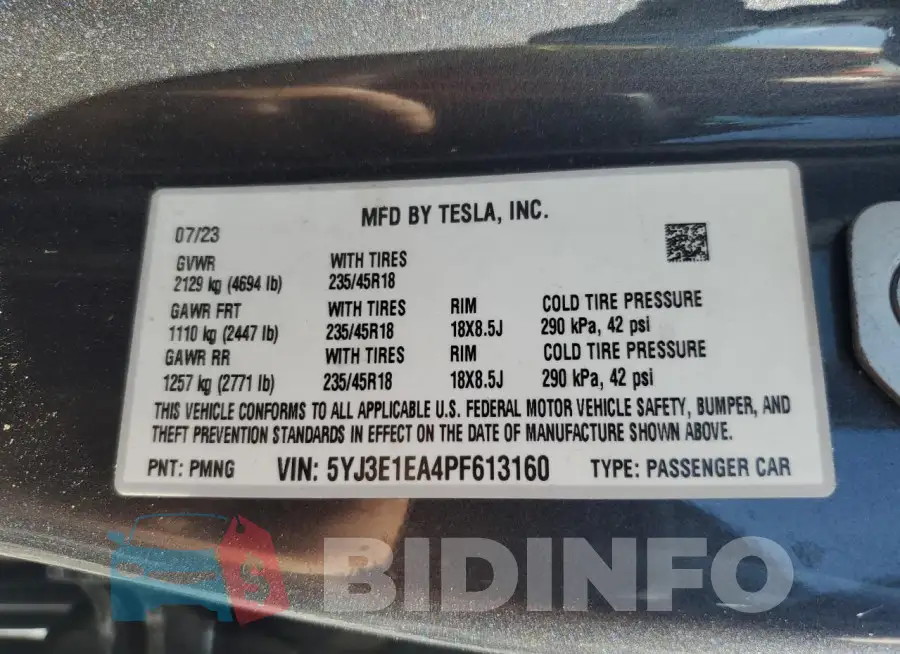 5YJ3E1EA4PF613160 Photo# 12
