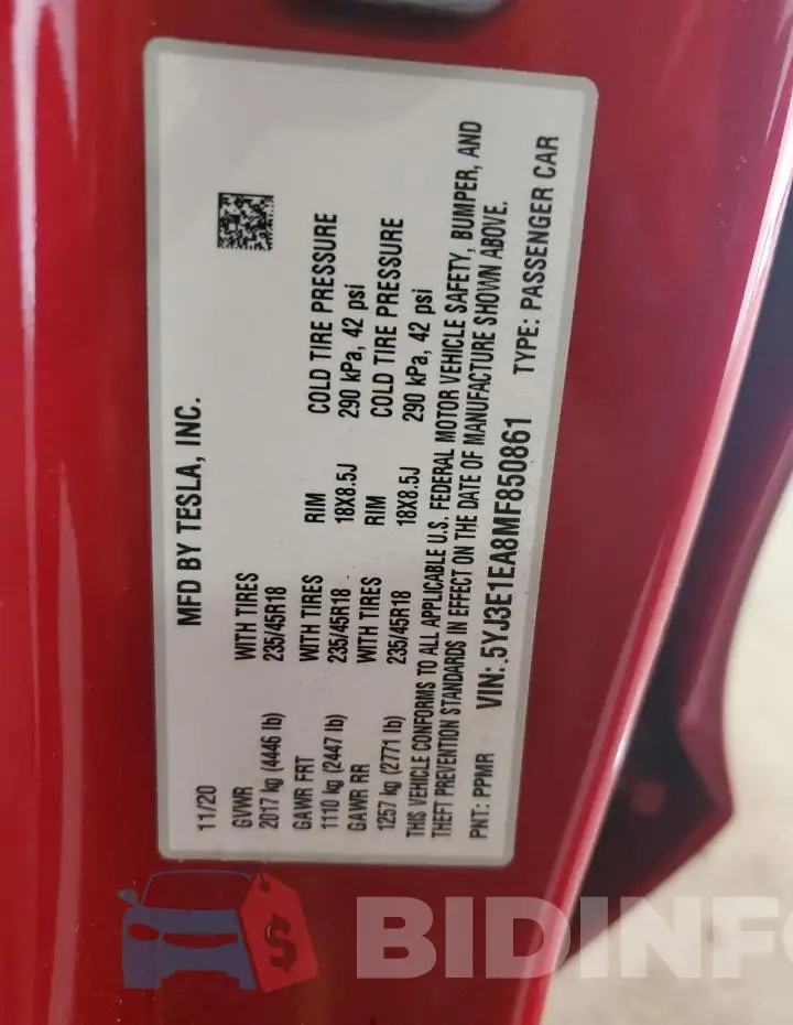 5YJ3E1EA8MF850861 Photo# 13