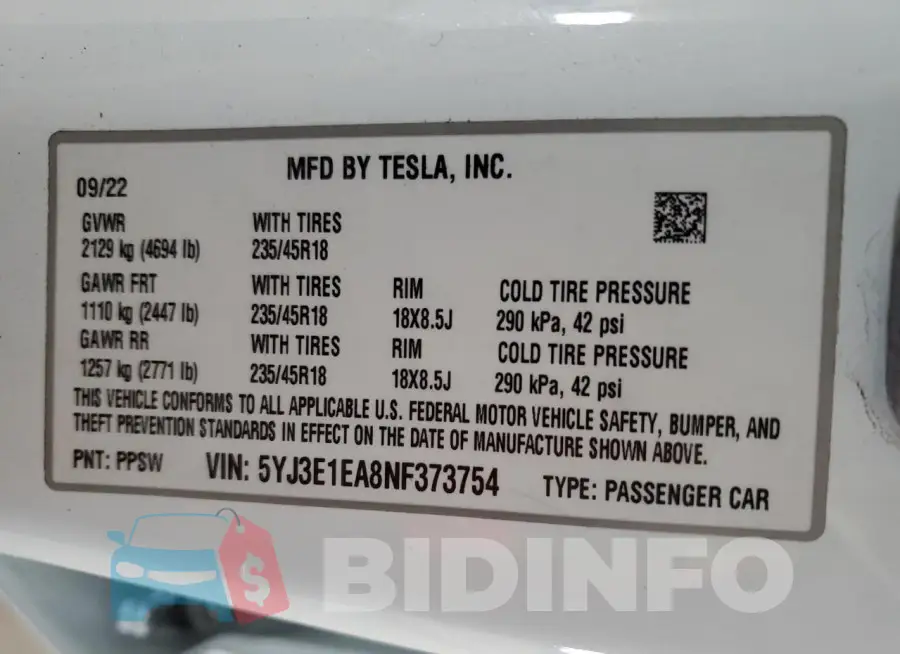 5YJ3E1EA8NF373754 Photo# 12