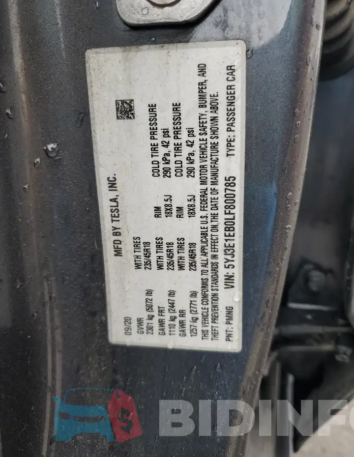 5YJ3E1EB0LF800785 Photo# 13