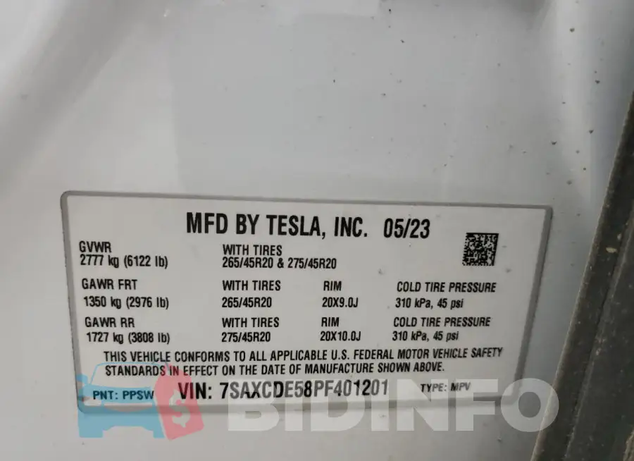 7SAXCDE58PF401201 Photo# 13