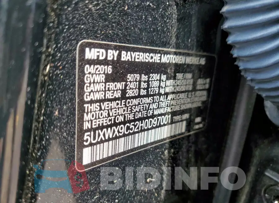 5UXWX9C52H0D97001 Photo# 13