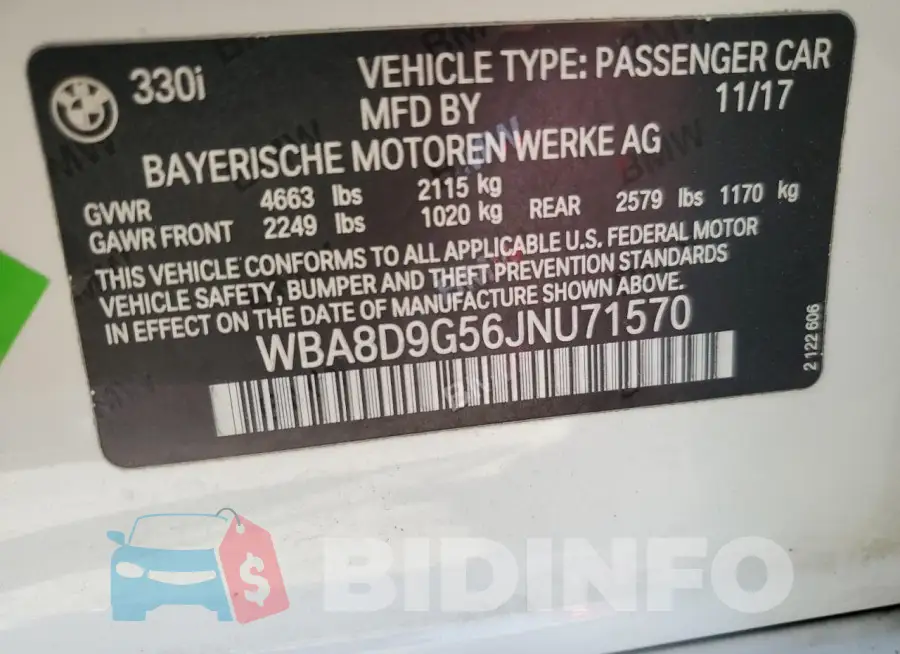 WBA8D9G56JNU71570 Photo# 12