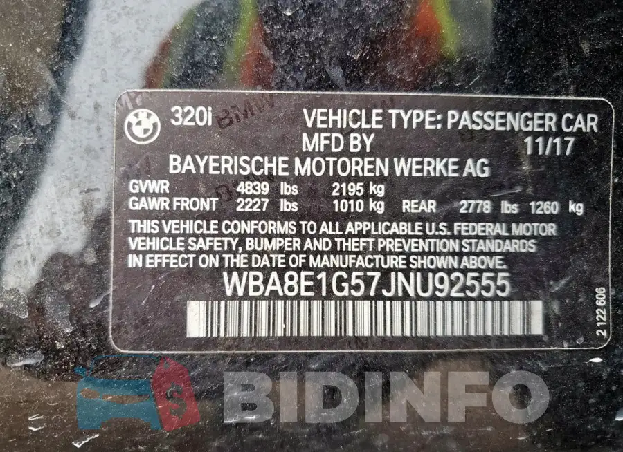 WBA8E1G57JNU92555 Photo# 13
