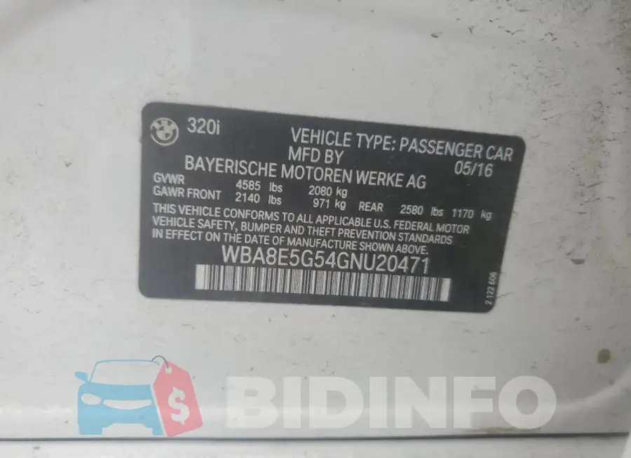 WBA8E5G54GNU20471 Photo# 12