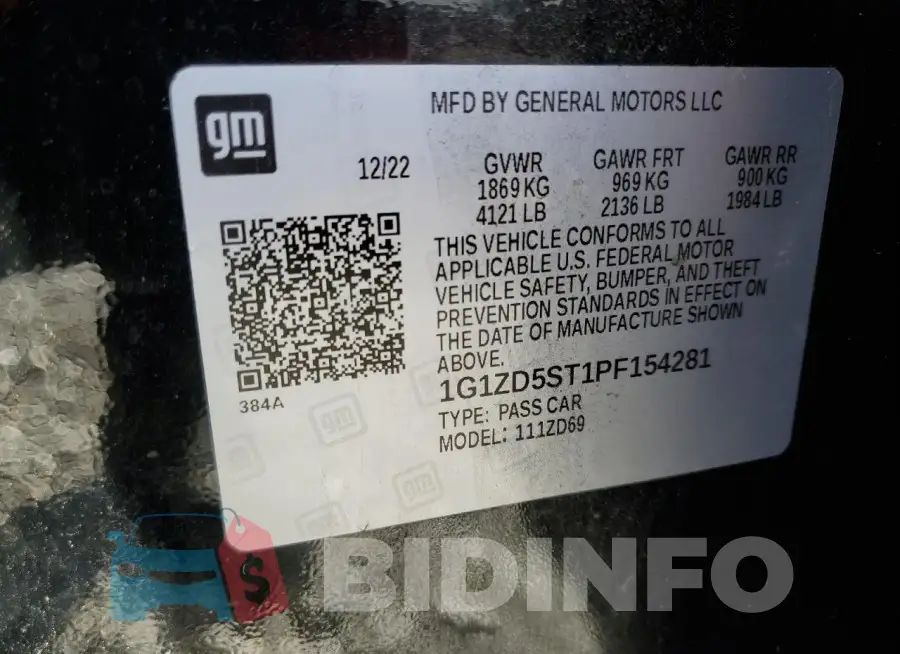 1G1ZD5ST1PF154281 Photo# 12