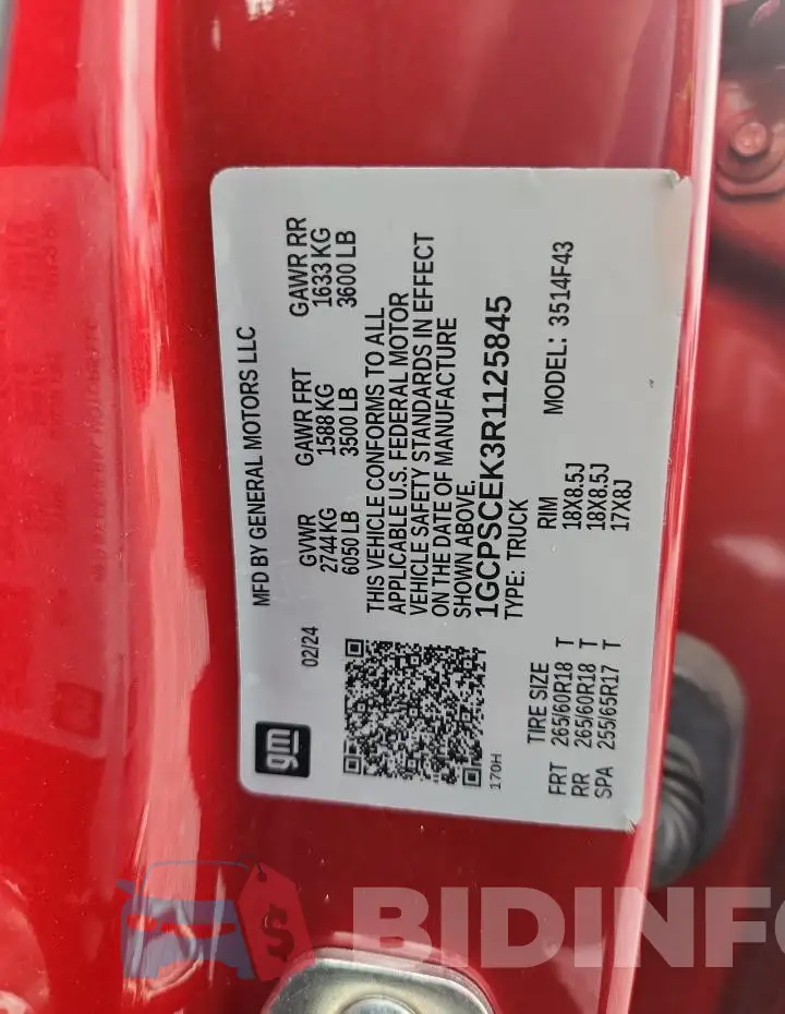 1GCPSCEK3R1125845 Photo# 12