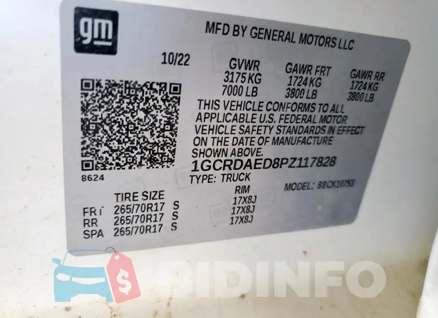 1GCRDAED8PZ117828 Photo# 12