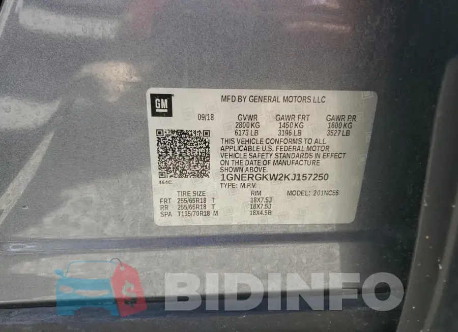 1GNERGKW2KJ157250 Photo# 13