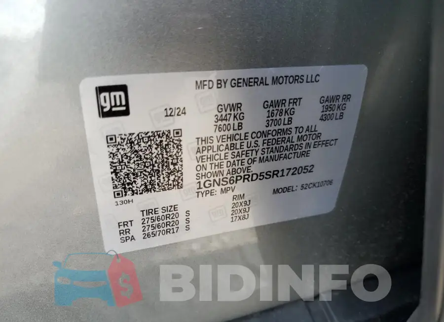 1GNS6PRD5SR172052 Photo# 14