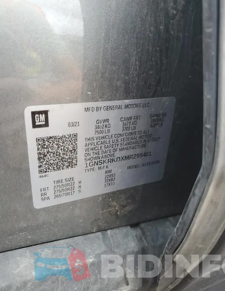 1GNSKRKDXMR295401 Photo# 13
