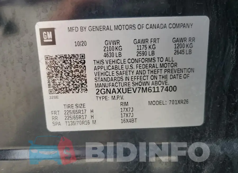 2GNAXUEV7M6117400 Photo# 12