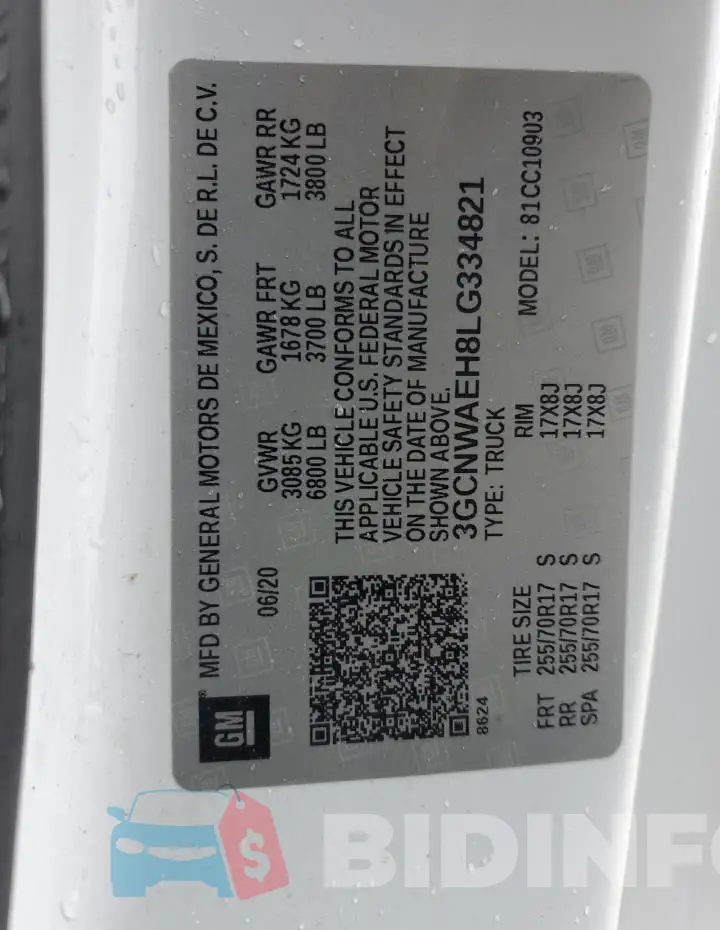3GCNWAEH8LG334821 Photo# 13