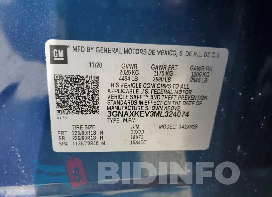 3GNAXKEV3ML324074 Photo# 14