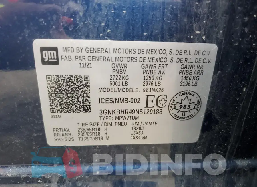 3GNKBHR49NS129188 Photo# 12