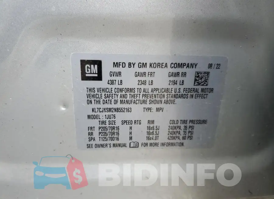KL7CJNSM2NB552163 Photo# 14