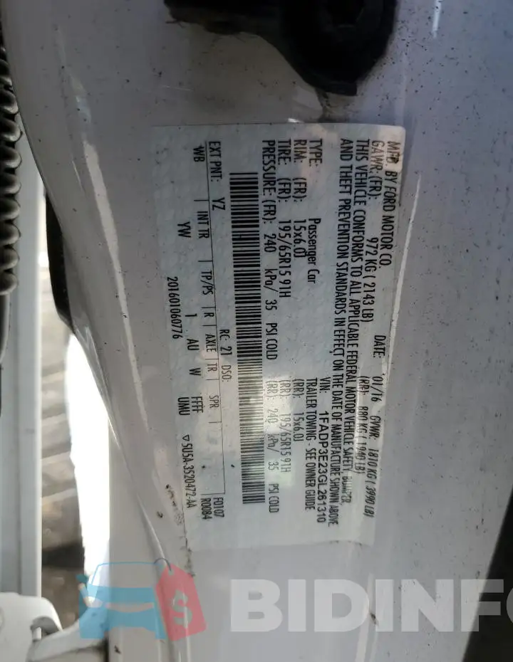 1FADP3E23GL261310 Photo# 12