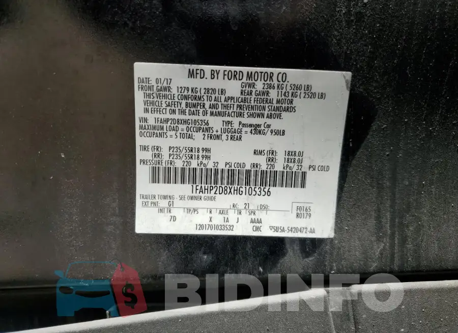 1FAHP2D8XHG105356 Photo# 12