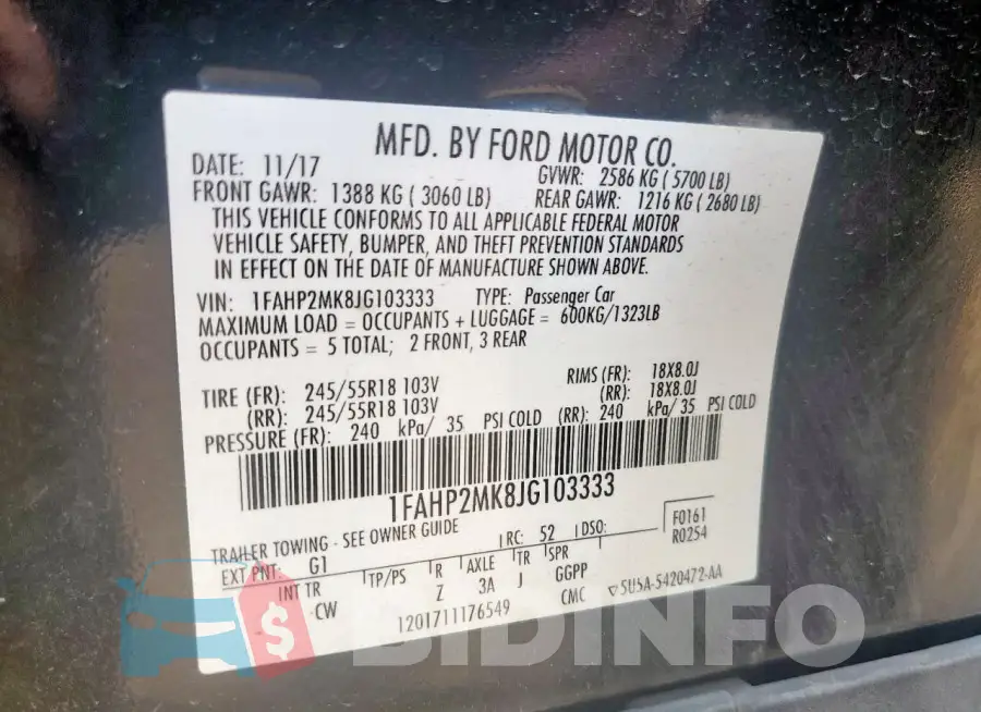 1FAHP2MK8JG103333 Photo# 12