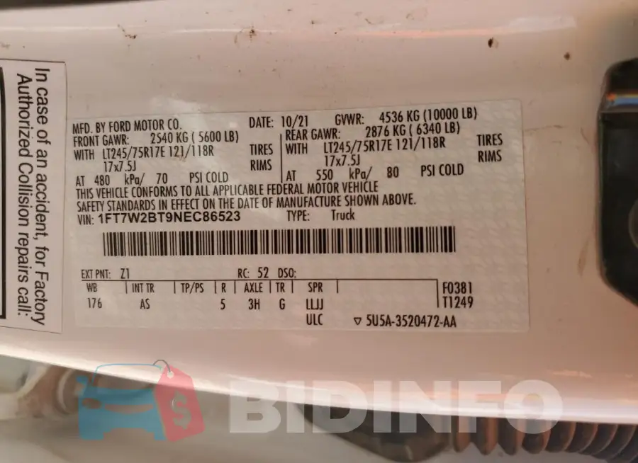 1FT7W2BT9NEC86523 Photo# 12