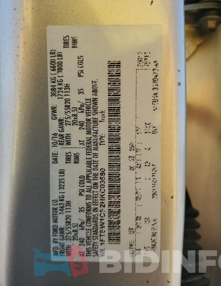 1FTEW1CF2HKC03580 Photo# 13