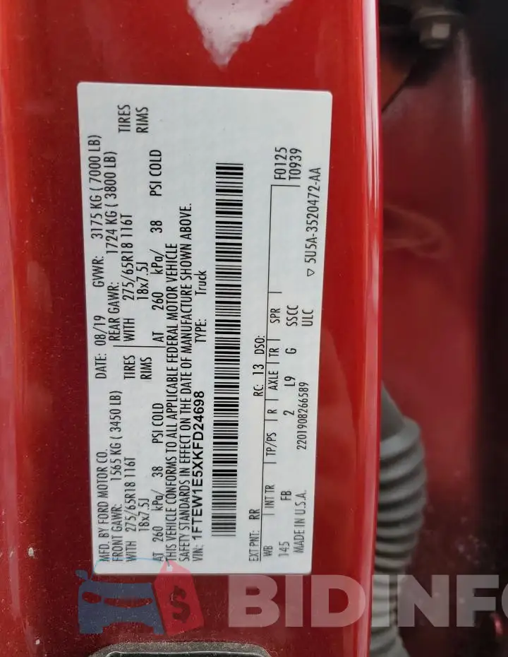 1FTEW1E5XKFD24698 Photo# 12