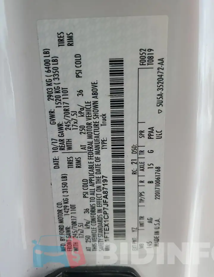 1FTEX1CP7JFA87197 Photo# 12