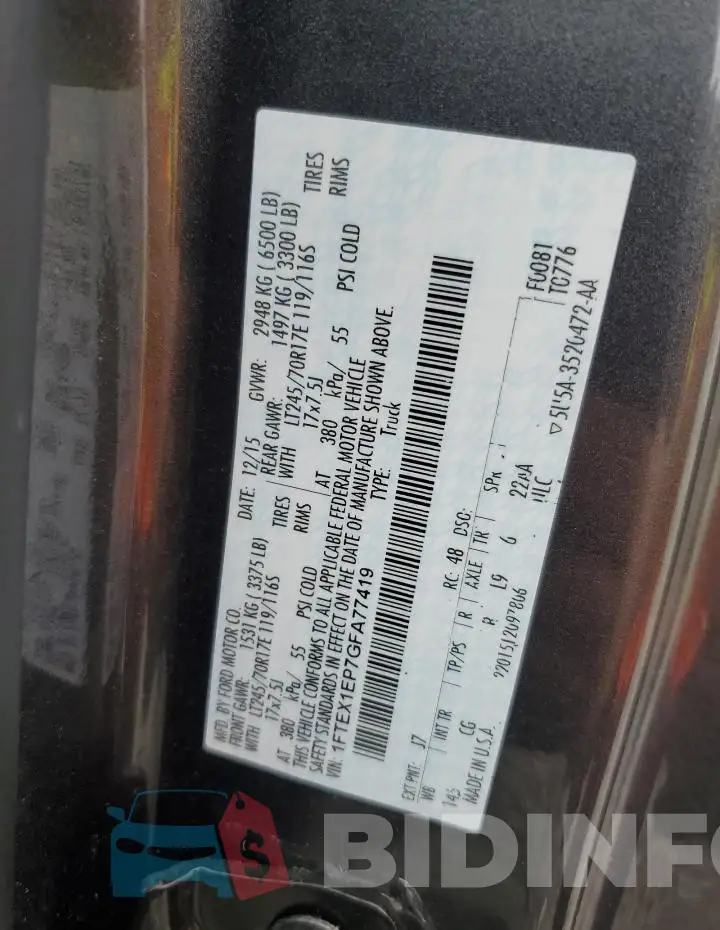 1FTEX1EP7GFA77419 Photo# 12