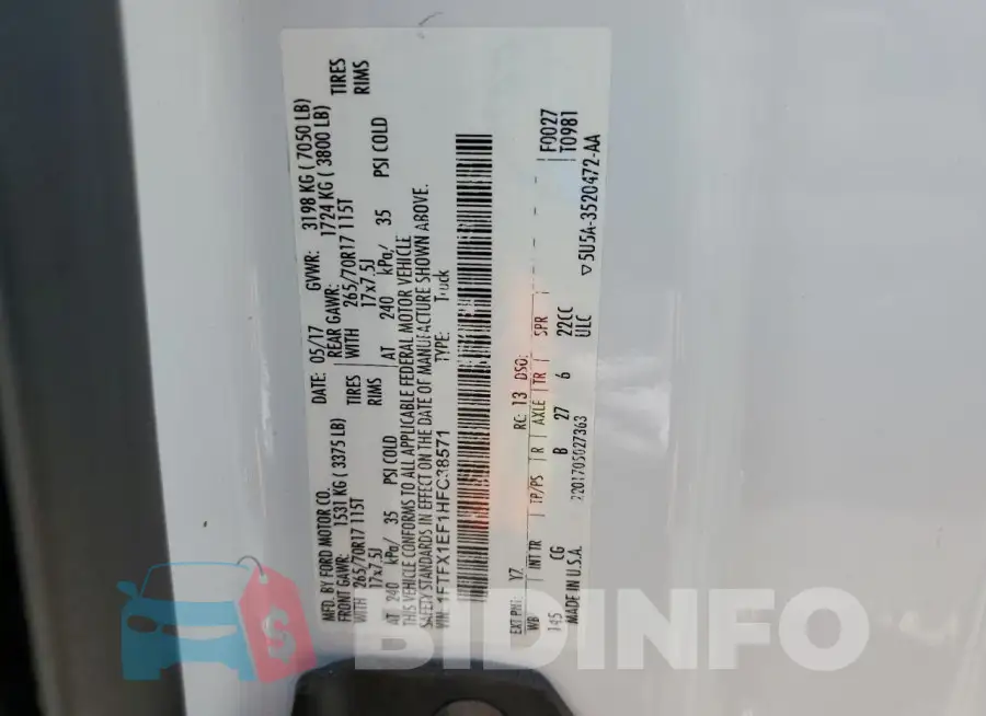 1FTFX1EF1HFC38571 Photo# 12