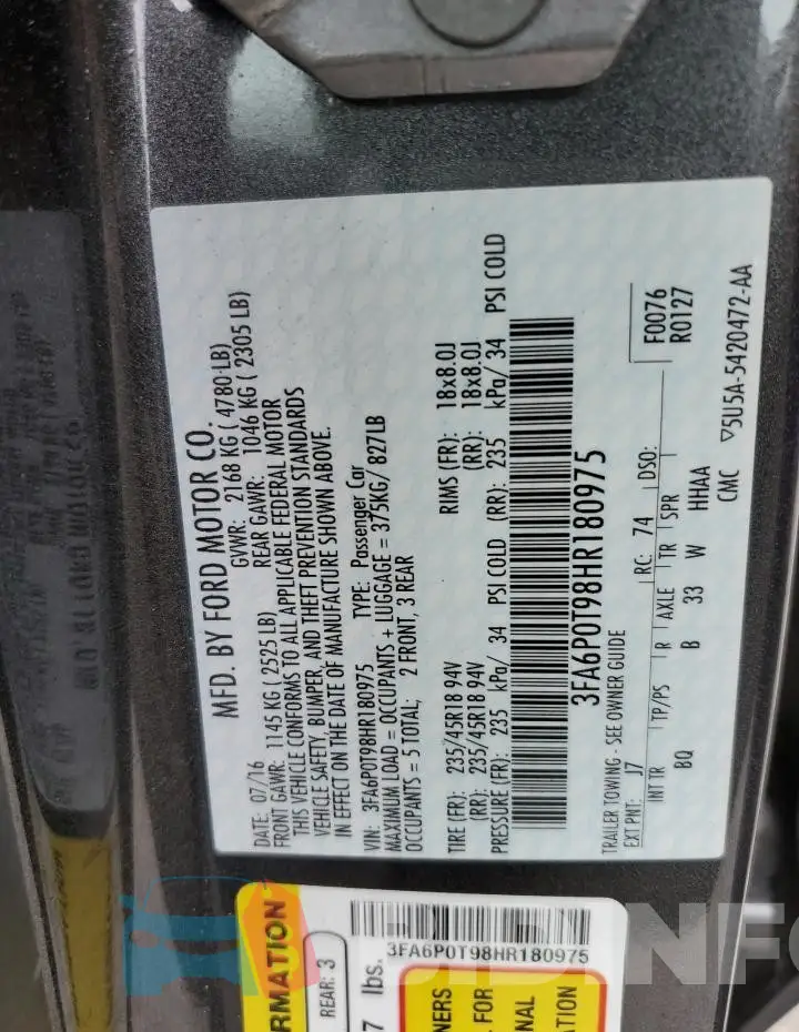 3FA6P0T98HR180975 Photo# 12