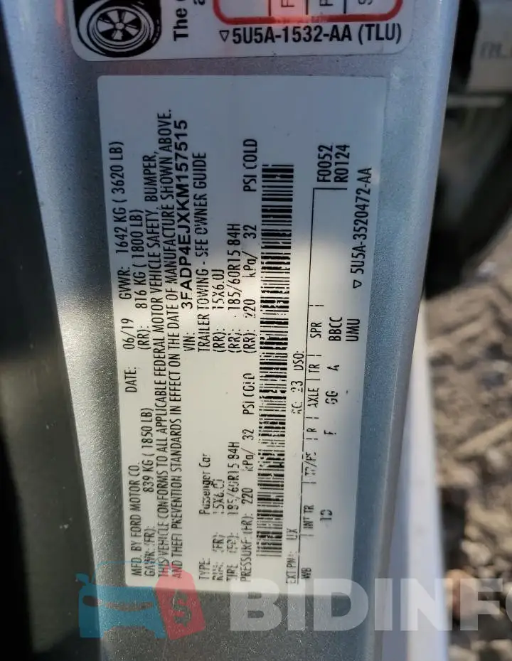 3FADP4EJXKM157515 Photo# 12