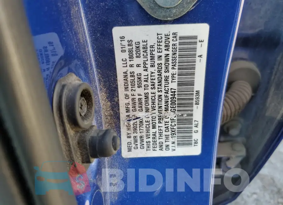 19XFC1F35GE009447 Photo# 13