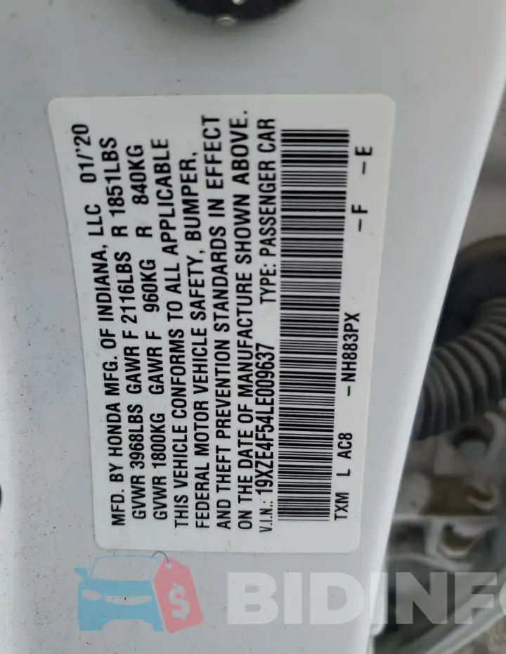 19XZE4F54LE009637 Photo# 12