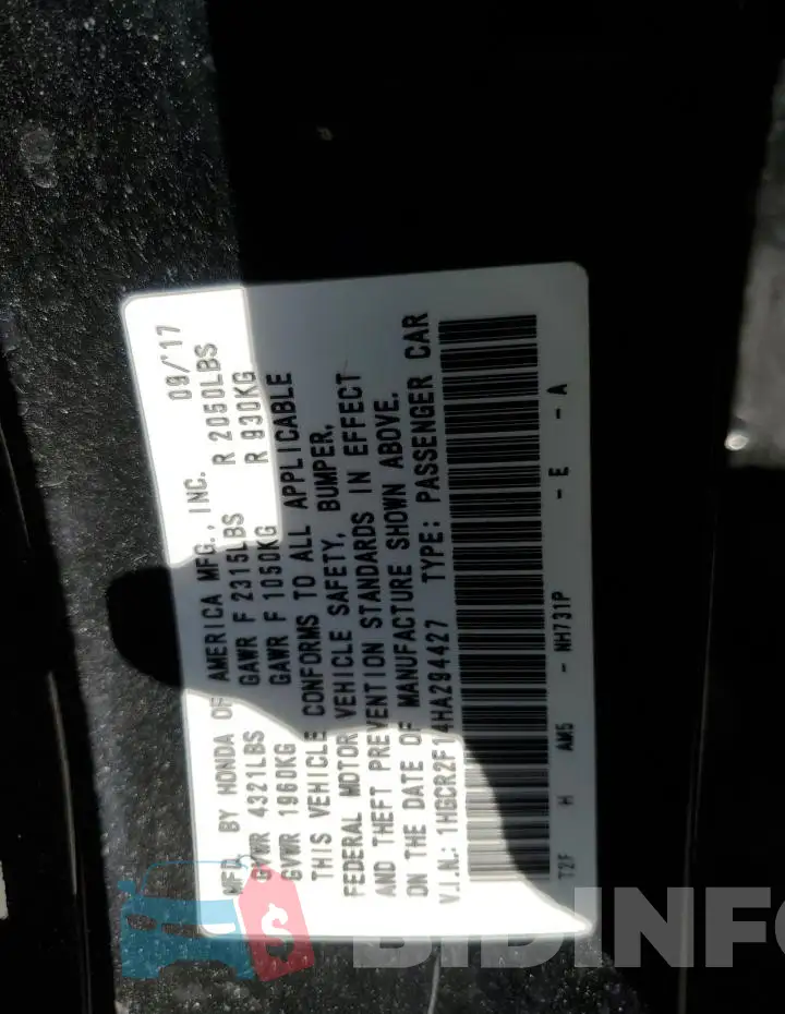 1HGCR2F14HA294427 Photo# 12