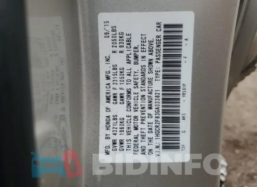 1HGCR2F83GA033821 Photo# 12