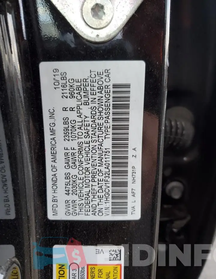 1HGCV1F32LA011751 Photo# 13