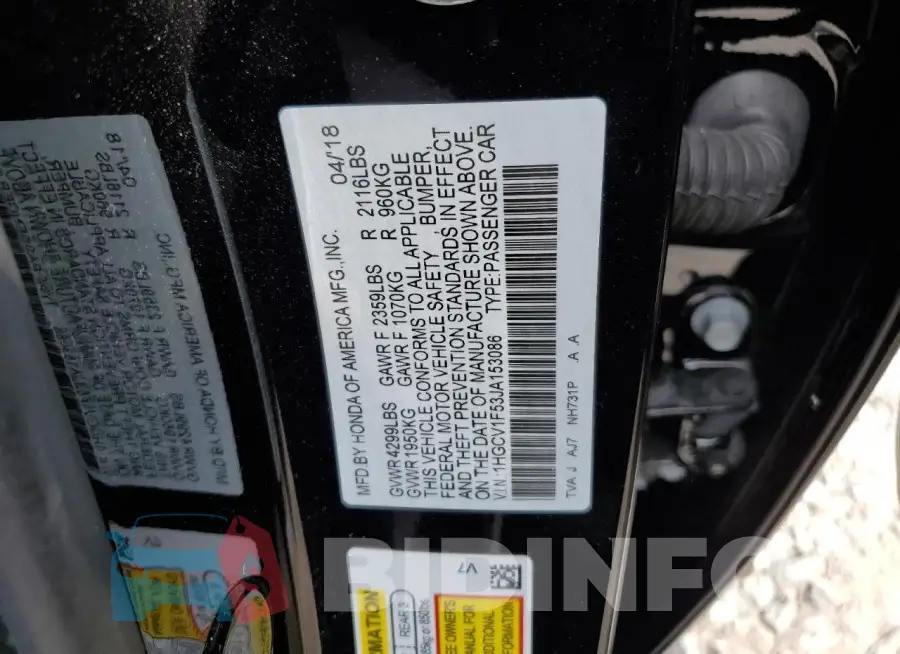 1HGCV1F53JA153086 Photo# 13